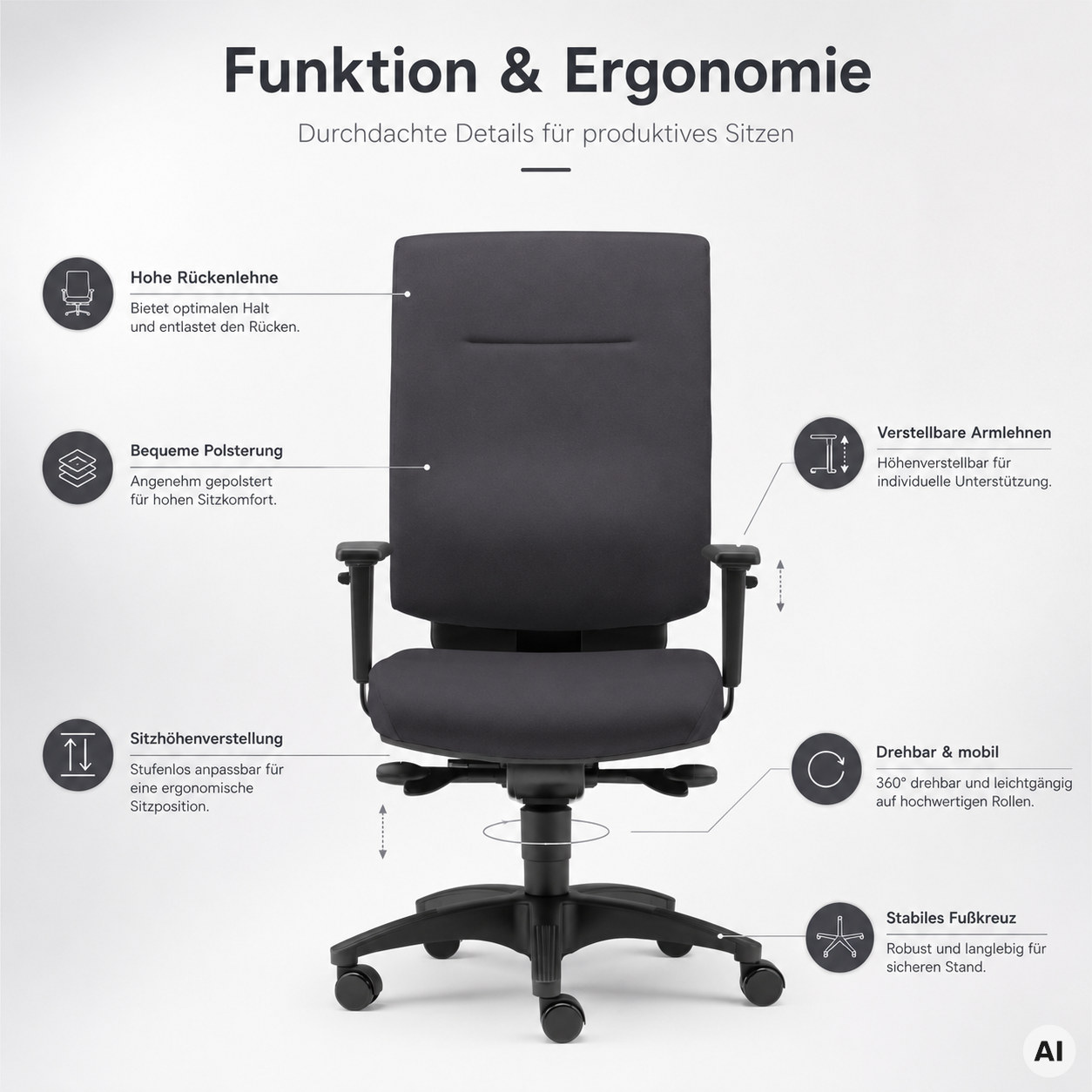 MyChair M - Ergonomischer Profi Home Office Bürostuhl