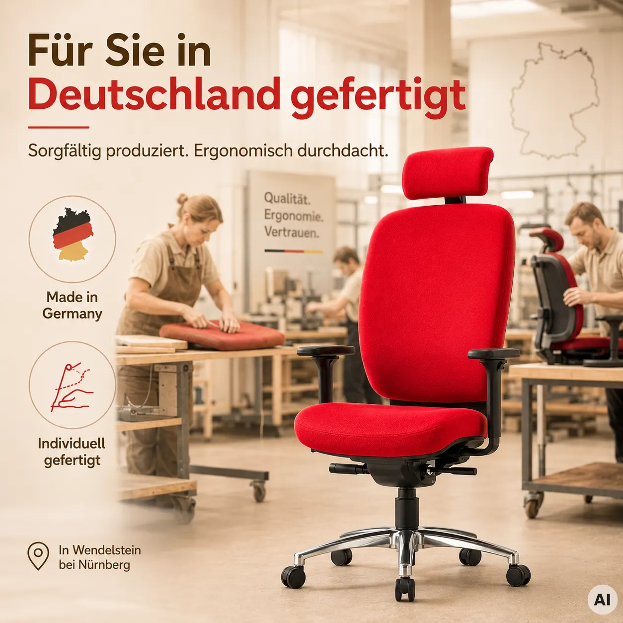 L-Comfort - Druckentlastender Frauen-Bürostuhl